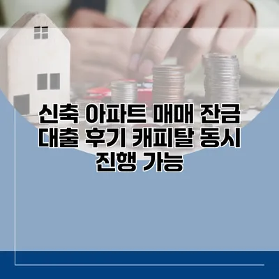 신축 아파트 매매 잔금 대출 후기 캐피탈 동시 진행 가능?