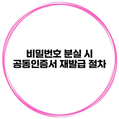 비밀번호 분실 시 공동인증서 재발급 절차
