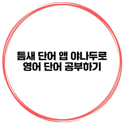 틈새 단어 앱 야나두로 영어 단어 공부하기